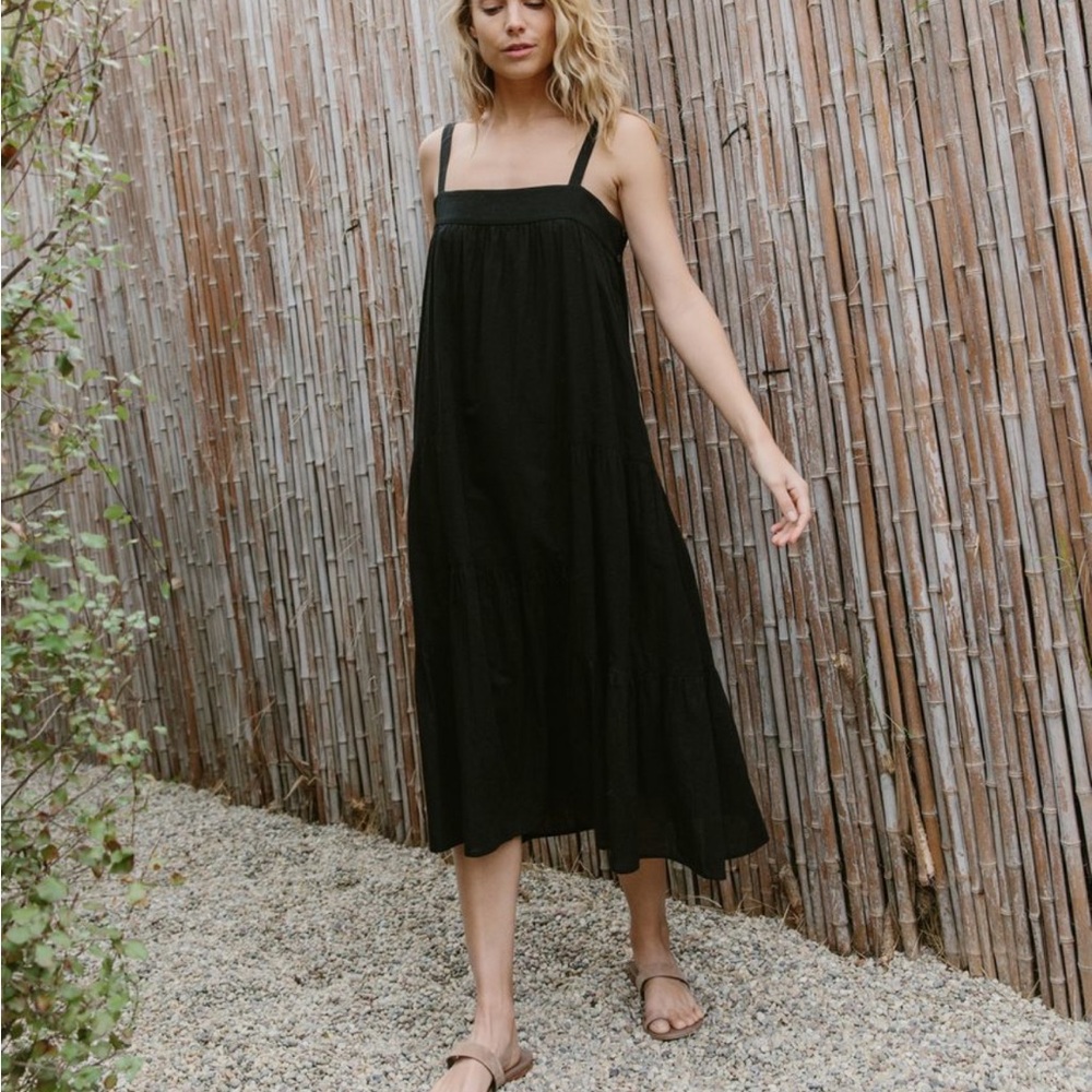 Jenni Kayne seersucker Summer Dress black Small